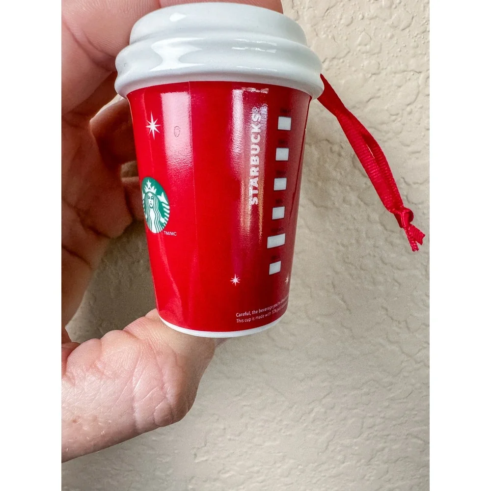 Starbucks 2012 Holiday Red Cup Snowman Ceramic Mini Coffee Cup Ornament Festive